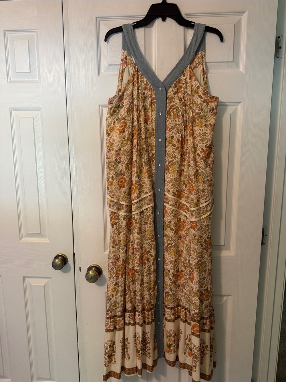 Society Floral Maxi Dress with Gray Trim